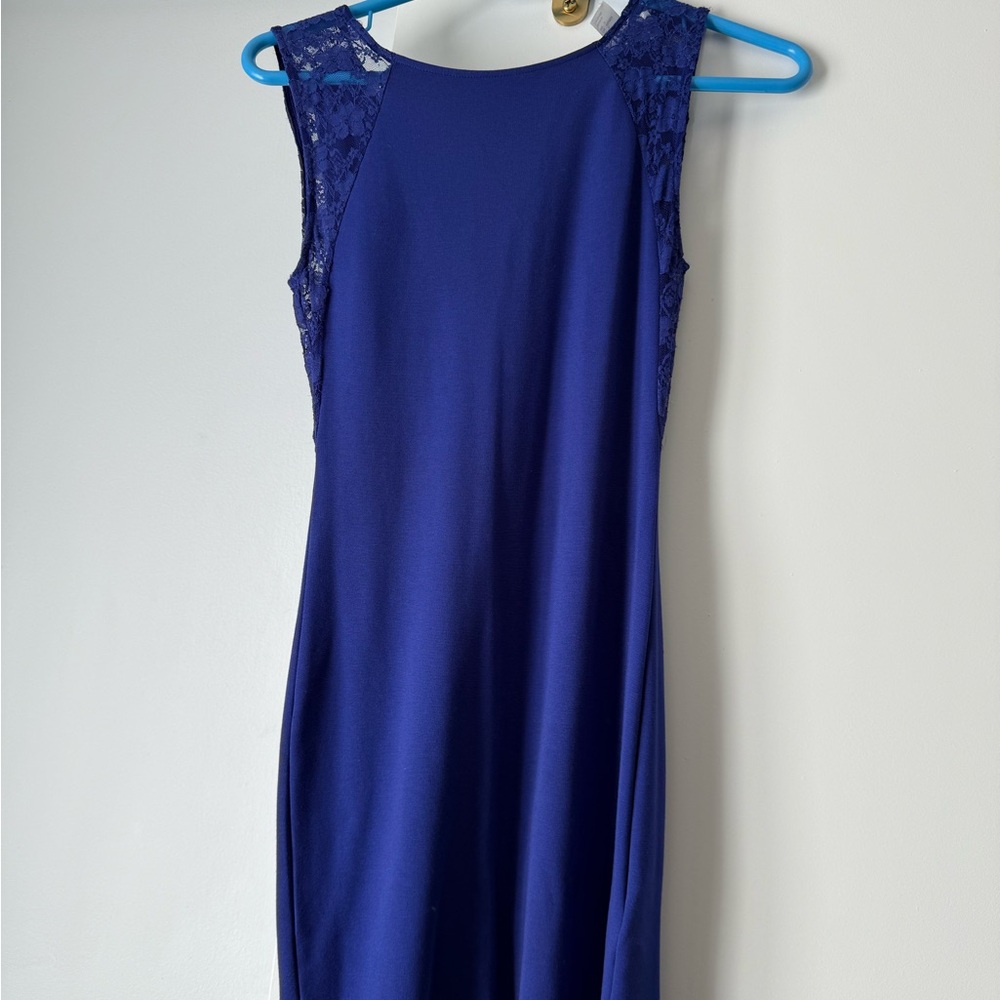 Divided Royal Blue Dress with Lace Detail